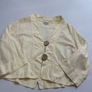 Iridium Apparel Pale Yellow Button Front Lagenlook Cotton Duster Jacket Sz Small